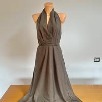 Zara - abito lungo misto lino color cachi