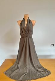 Zara - abito lungo misto lino color cachi