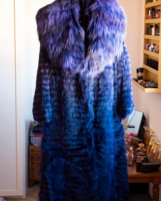 Cappotto di seta pelliccia ricamata volpe