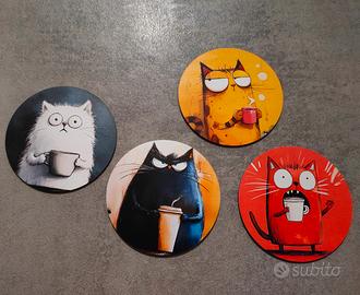 Sottobicchieri gatti colorati - 4 pezzi 
