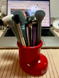 Set di pennelli da trucco + portapennelli rosso