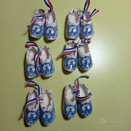 6 coppie zoccoli olandesi ceramica 