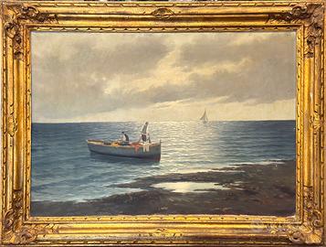 M. Rinaldi pittore quadro olio su tela Marina