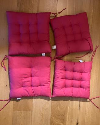 Set di 4 cuscini per sedia rosa