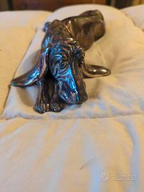 Rara Scultura Bassotto Sdraiato in Argento 925 