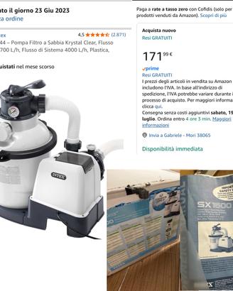 Pompa Filtro a sabbia Intex + piscina