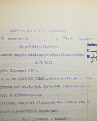 1975 - Costituzione Circolo Hertz Club - Raro atto