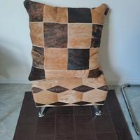 cuscino bicolore pelle bovina