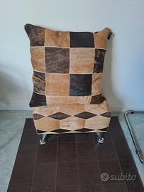 cuscino bicolore pelle bovina