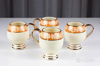 Quattro tazze Liberty ceramica Carraresi anni ‘30