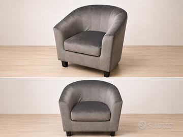 Poltroncina in velluto grigio