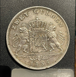 2 Fiorini 2 Gulden 1856 Maximilian II Baviera