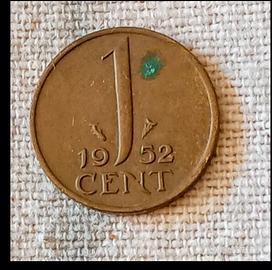 Moneta da 1 centesimo del 1952 Olanda