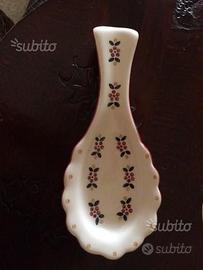 Poggia mestolo fiorellini porcellana decorato mano