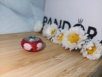 charm pandora cuori murano rosso e rosa fuori prod
