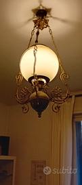 LAMPADARIO PENDENTE IN OTTONE E VETRO