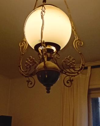 LAMPADARIO PENDENTE IN OTTONE E VETRO