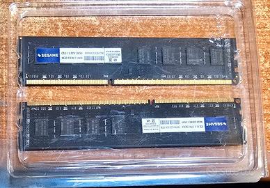 RAM per PC Sesame, DDR3, 16GB (2x8), 1600, nuove.