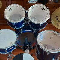 batteria acustica Roadster blu completa con crash