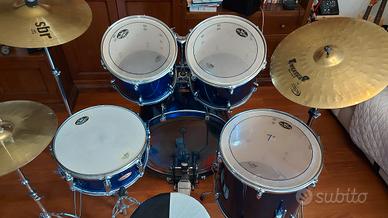 batteria acustica Roadster blu completa con crash