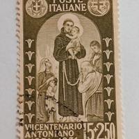 Regno 1931- Morte San Antonio- 5l+ 2.50