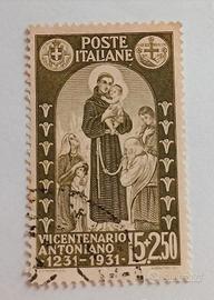 Regno 1931- Morte San Antonio- 5l+ 2.50