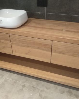 bagno in rovere spazzolato 3 cassetti 2 postazioni