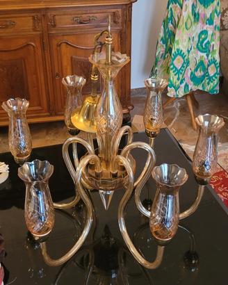 Lampadario vintage vetro di Murano ambra De Majo