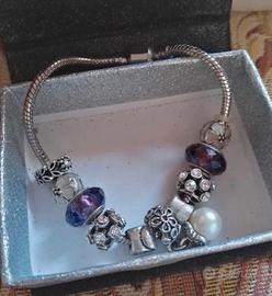 Bracciale con charms  argento e viola - Yourdora