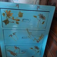 cassettiera decoupage in legno anni '50