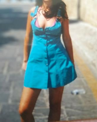 Vestito corto jeans turchese estivo