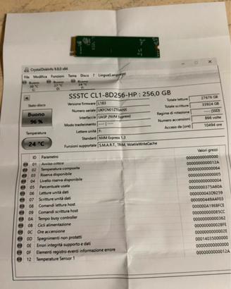 Ssd nvme m.2 da 256gb