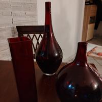 3 vasi vetro rosso scuro