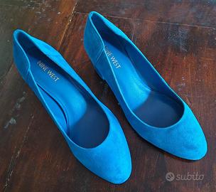 Décolleté Nine West in camoscio blu – Tacco largo