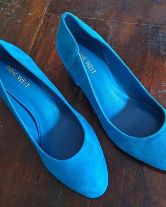 Décolleté Nine West in camoscio blu – Tacco largo