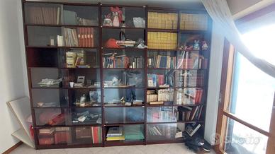 libreria in mogano massello con chiusura a vetri