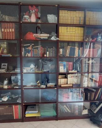 libreria in mogano massello con chiusura a vetri