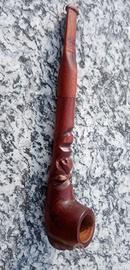 Pipa in legno con 2 teste intagliate