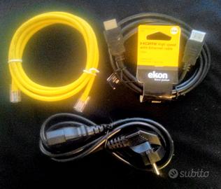 Cavo HDMI +Cavo AC/PC+Cavo Enthernet. Nuovi.