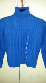 MAGLIA E GIACCA TWIN SET BLU ELETTRICO IN LANA