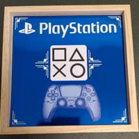 Cornice legno logo/icone PlayStation Blu/Bianco