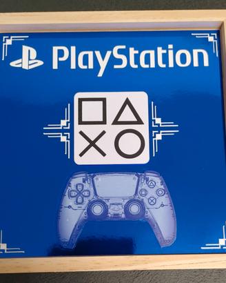 Cornice legno logo/icone PlayStation Blu/Bianco