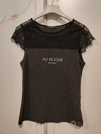 t-shirt nera con pizzo