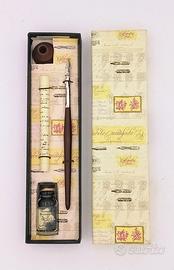 Set penna stilografica con inchiostro e calamaio