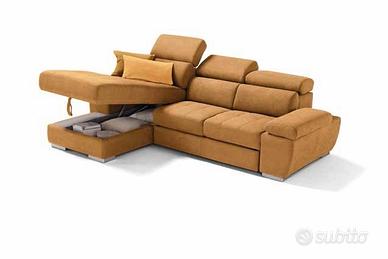 Divano chaiselongue contenitore bracci reclinabili