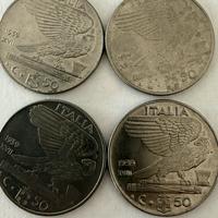 Quattro monete italiane da 50 centesimi 1939
