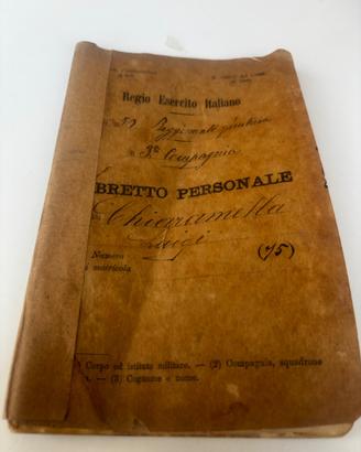 Libretto personale di guerra fanteria