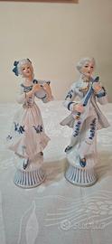 Coppia di Statue Vintage di Musicisti - Porcellana