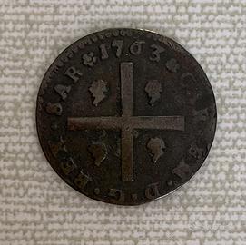 MONETA 1 CAGLIARESE( scudo Sardo) DEL 1763 IN RAME