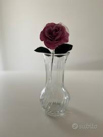 Vase/vaso vintage in vetro trasparente 23X9 Italy